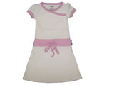 organic kimono dress - natural - pink trim