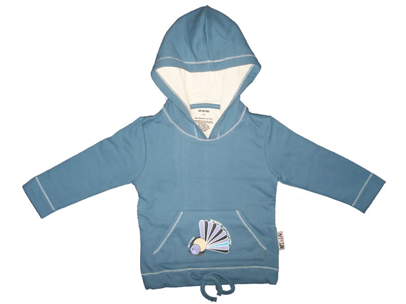 organic hoodie - fantail - blue berry