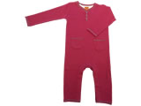 organic playsuit - red bud - green hem